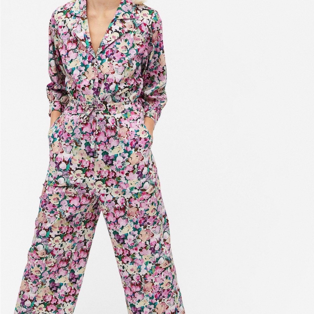 Floral Print Jumpsuit in Pink and Purple
